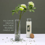 Friendship Spell Candle with Moss Agate in a reusable glass jar