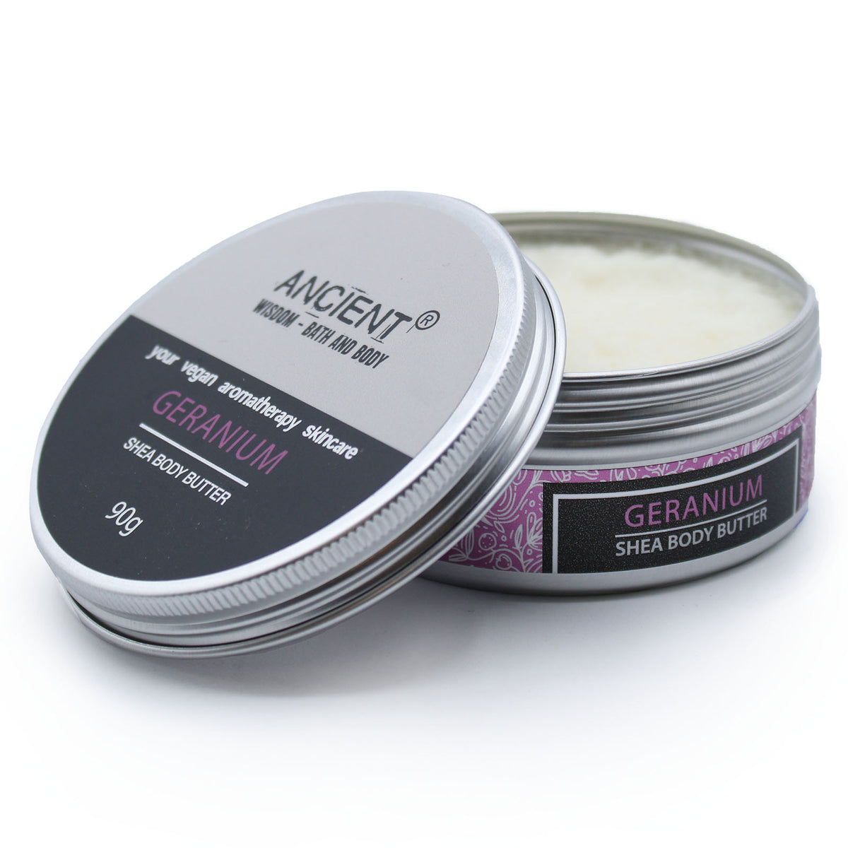 Geranium Shea Body Butter tin with lid