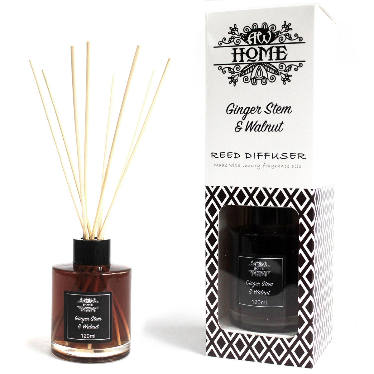 Ginger & Walnut 120ml reed diffuser home fragrance