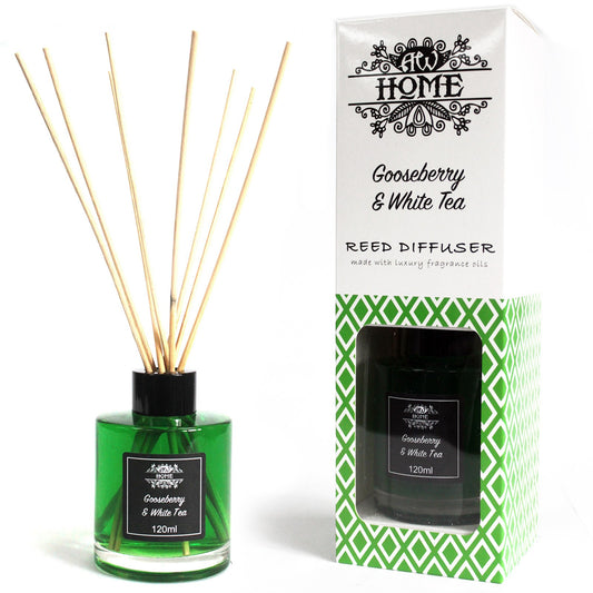 Gooseberry and white tea 120ml reed diffuser with box and rattan reeds
