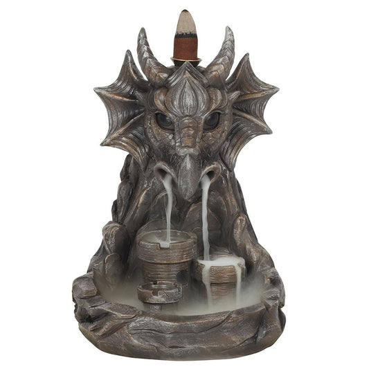 Grey Dragon Backflow Incense Cone Burner with castle