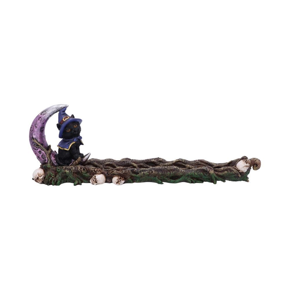 Grimalkin witch's cat incense stick holder side view