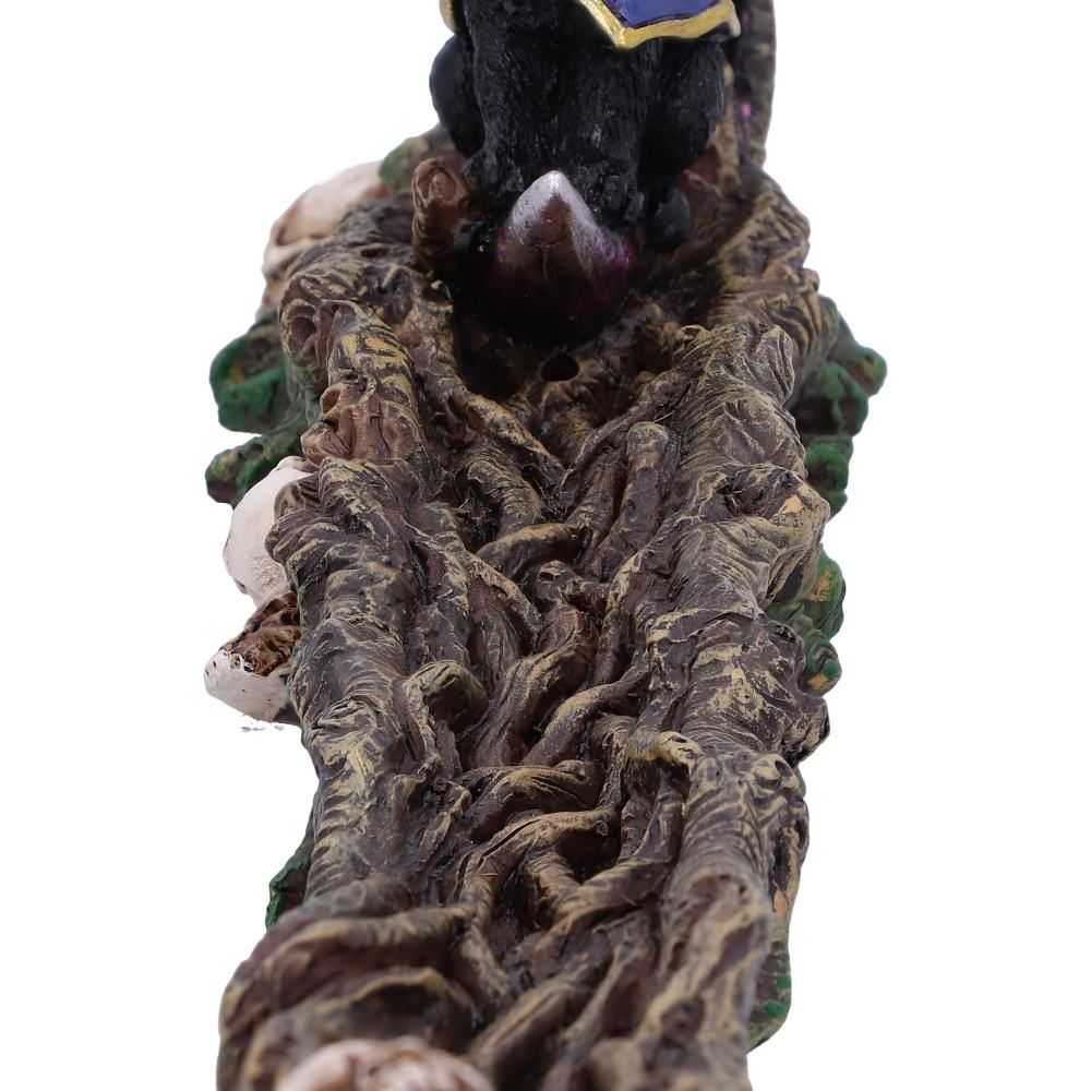 Grimalkin incense burner tree branch and skull detail