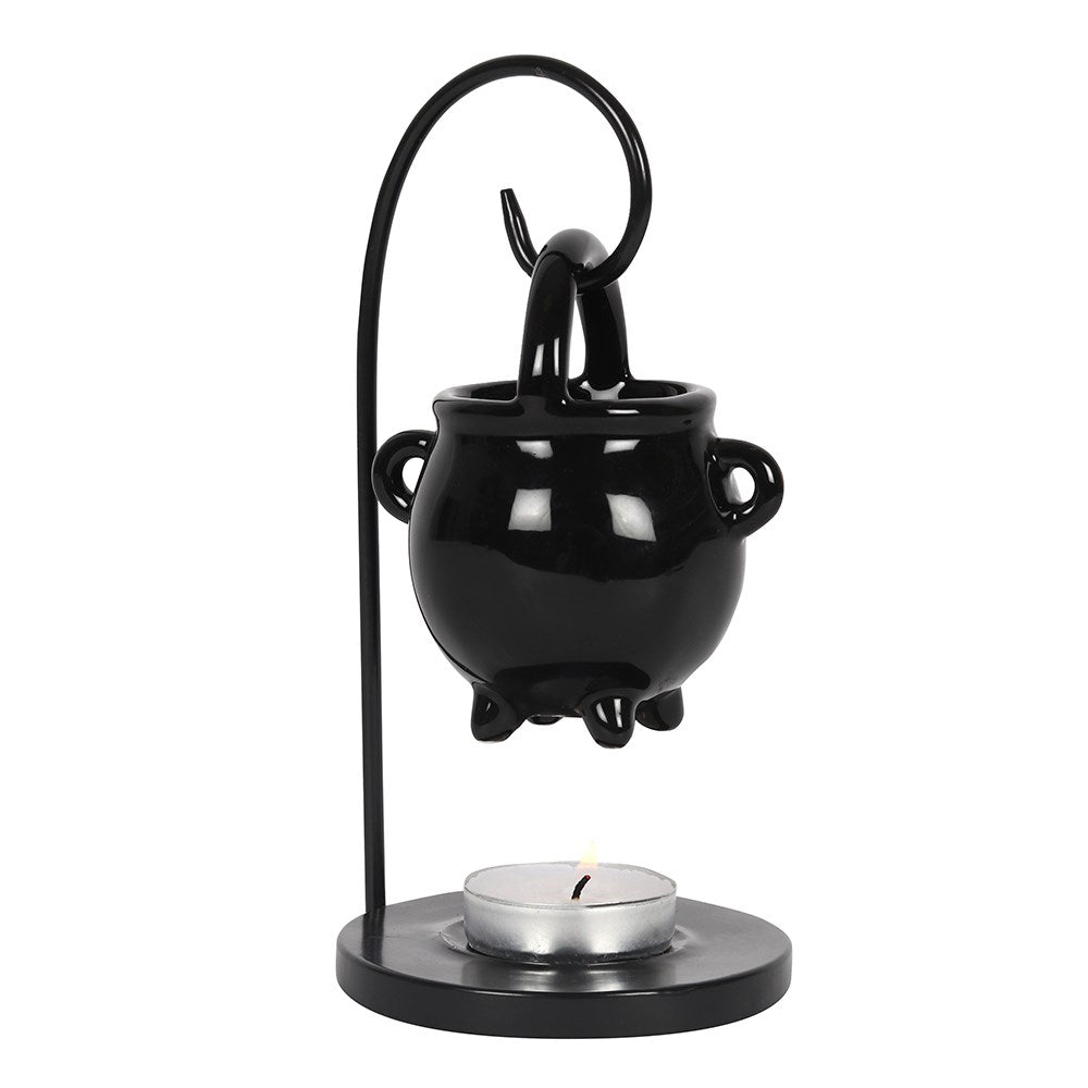 Black cauldron wax melt burner with tealight holder