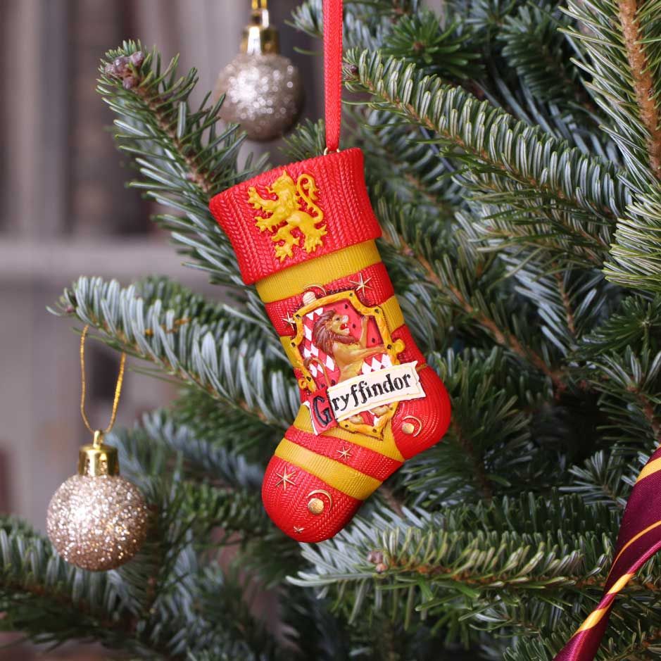 Harry Potter Gryffindor stocking ornament on Christmas tree