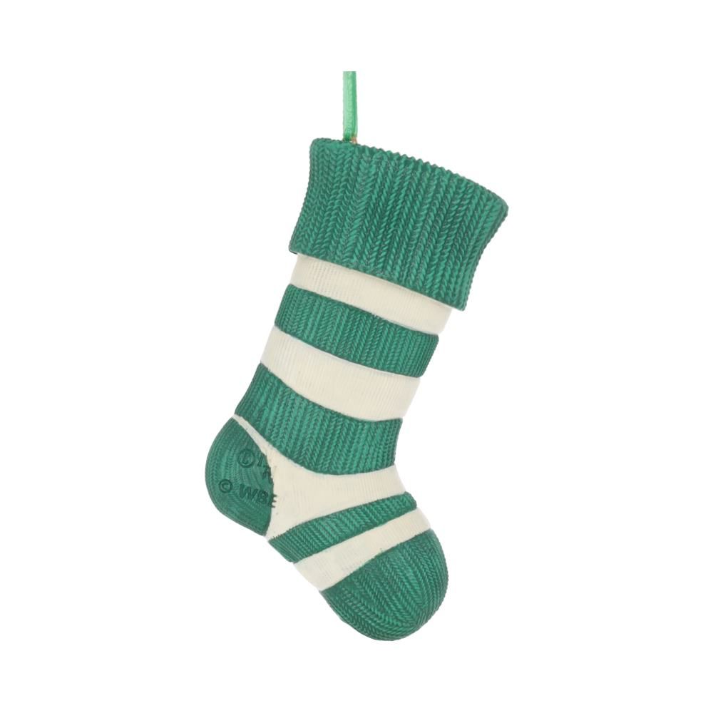 Back view of Slytherin Christmas stocking hanging decoration