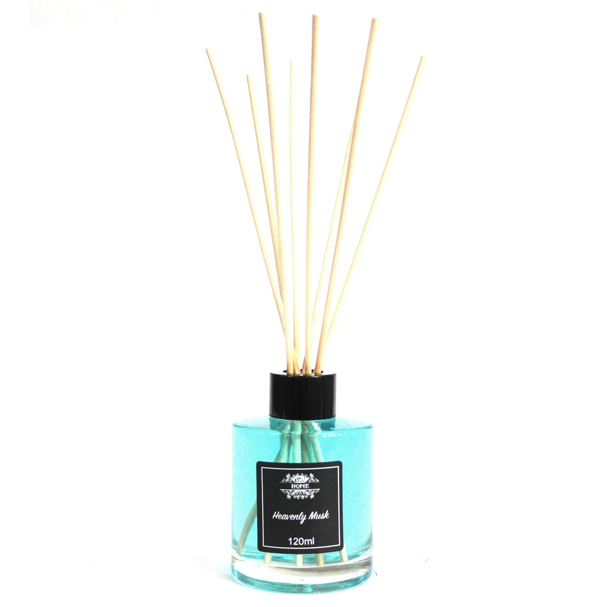 Heavenly Musk essential oil reed diffuser in glass bottle with rattan reeds