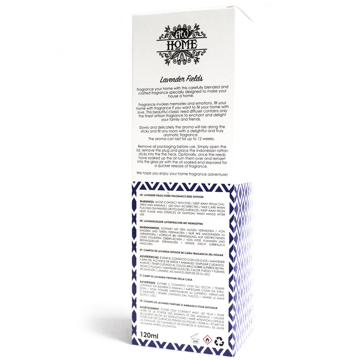 Lavender Fields Essential Oil 120ml Reed Diffuser