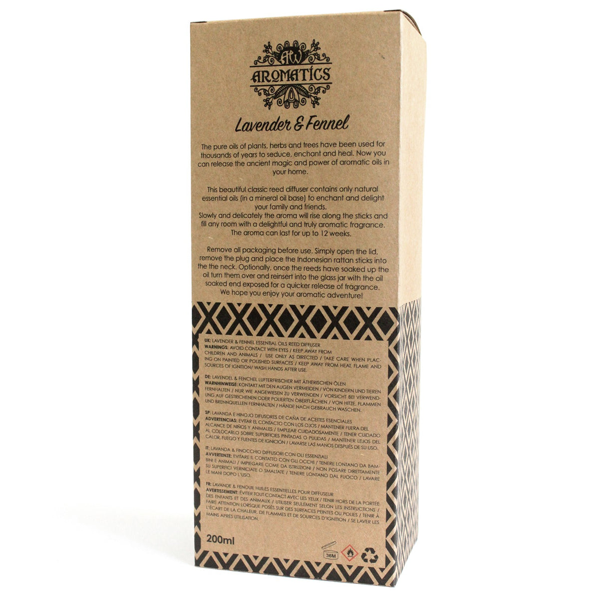 Lavender & Fennel Essential Oil 200ml Reed Diffuser
