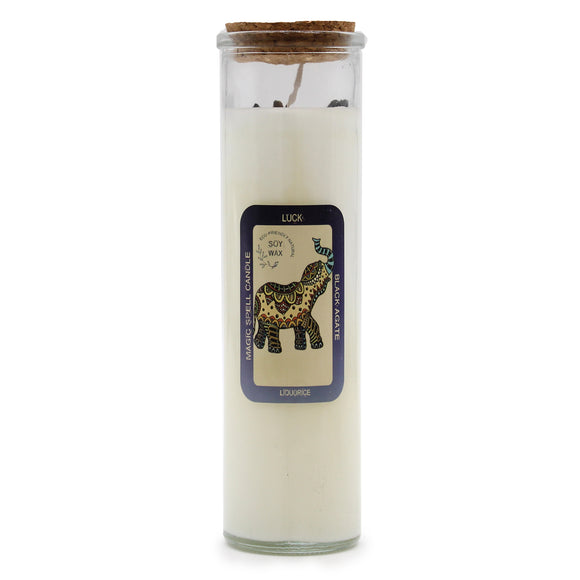 Luck Spell Candle with Black Agate