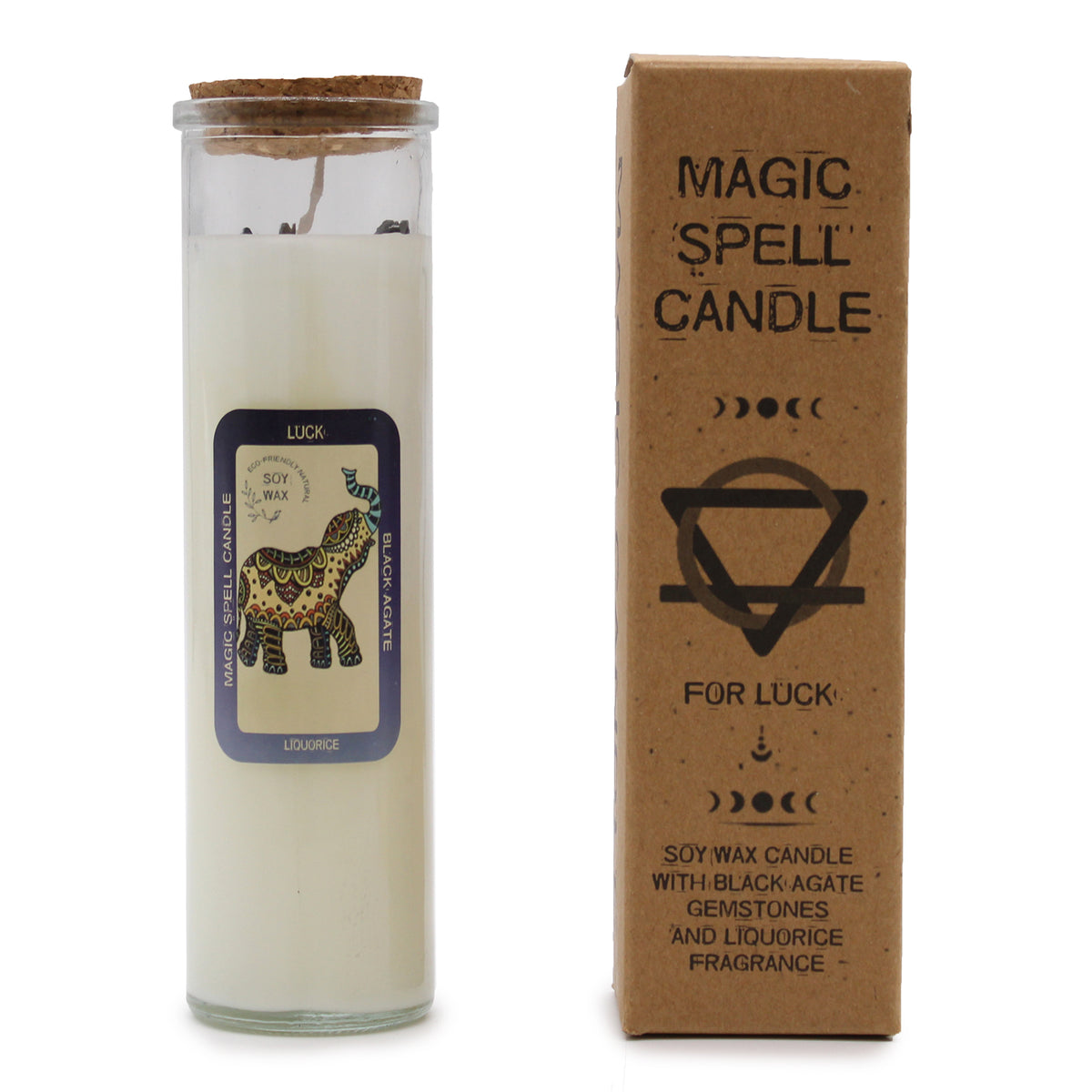 Luck Spell Candle with Black Agate