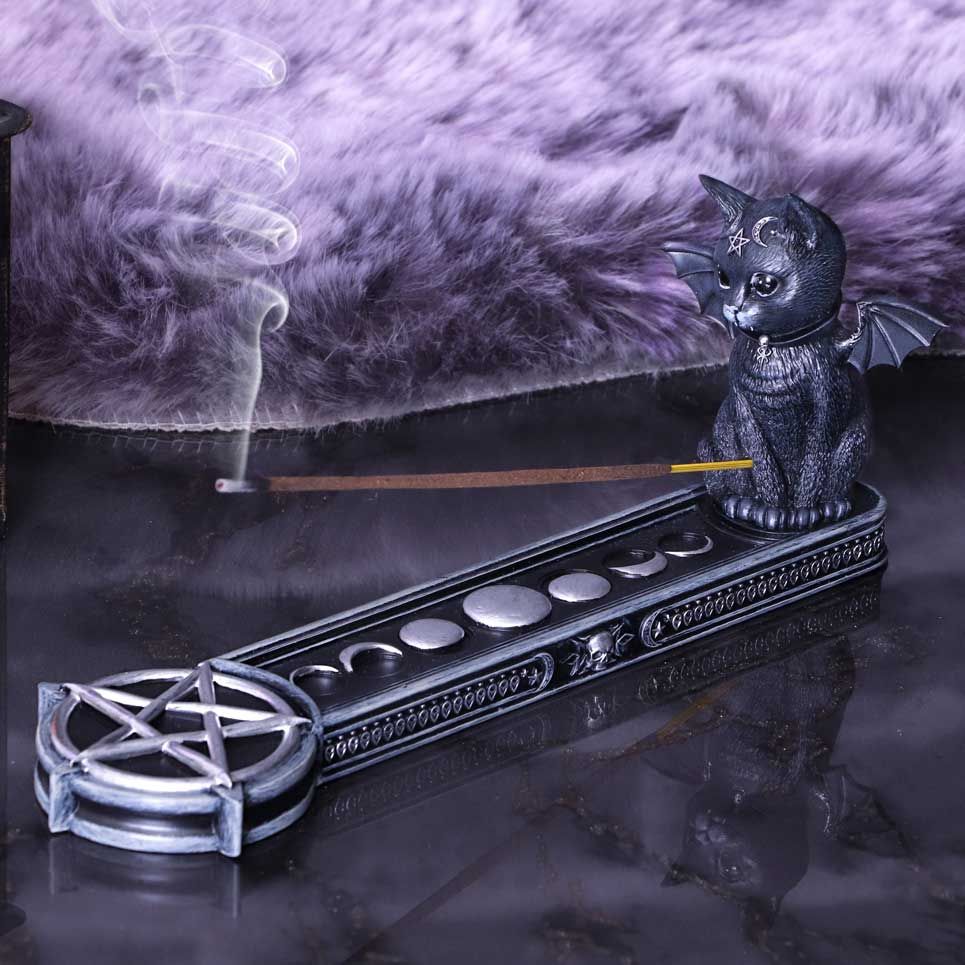 Malpuss Vampire Black Cat Incense Stick Holder