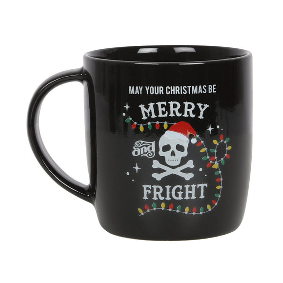 Merry and Fright Christmas Skull Mug