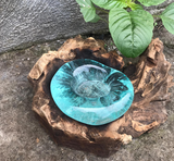Molten Glass & Wood Candle Holder