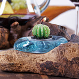 Molten Glass & Wood Candle Holder