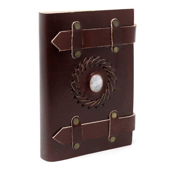 Leather Gemstone moonstone Belt Notebook
