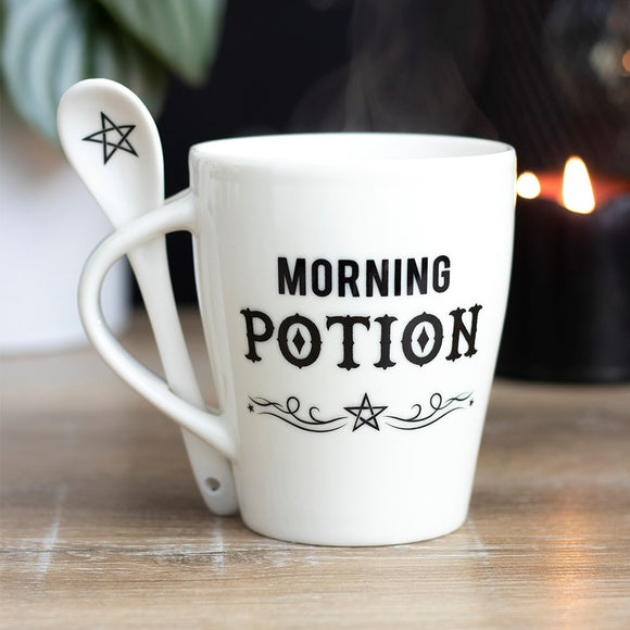 Morning Potion White Mug and Spoon Set