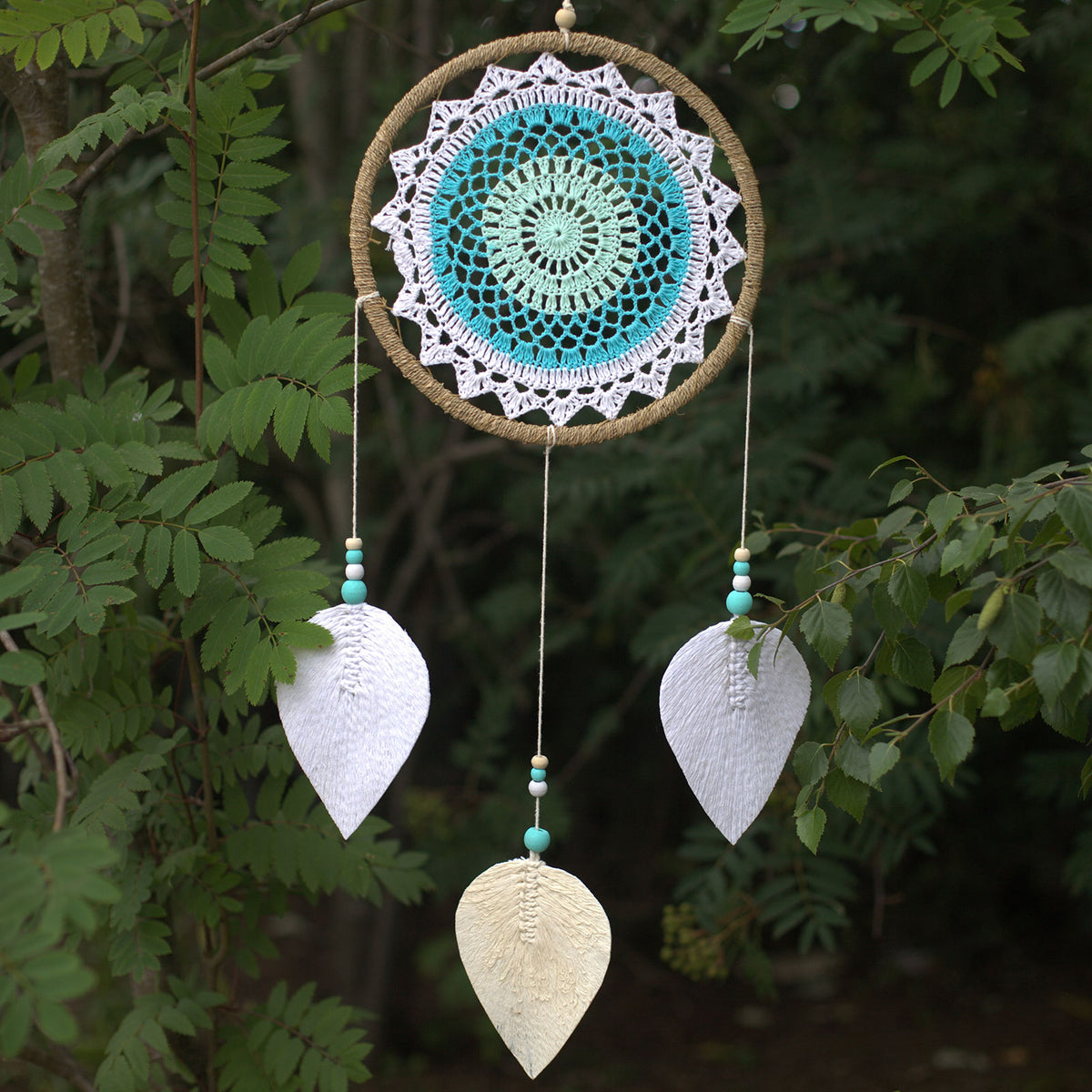 Natural Vegan Friendly Blue Dreamcatcher (Large)