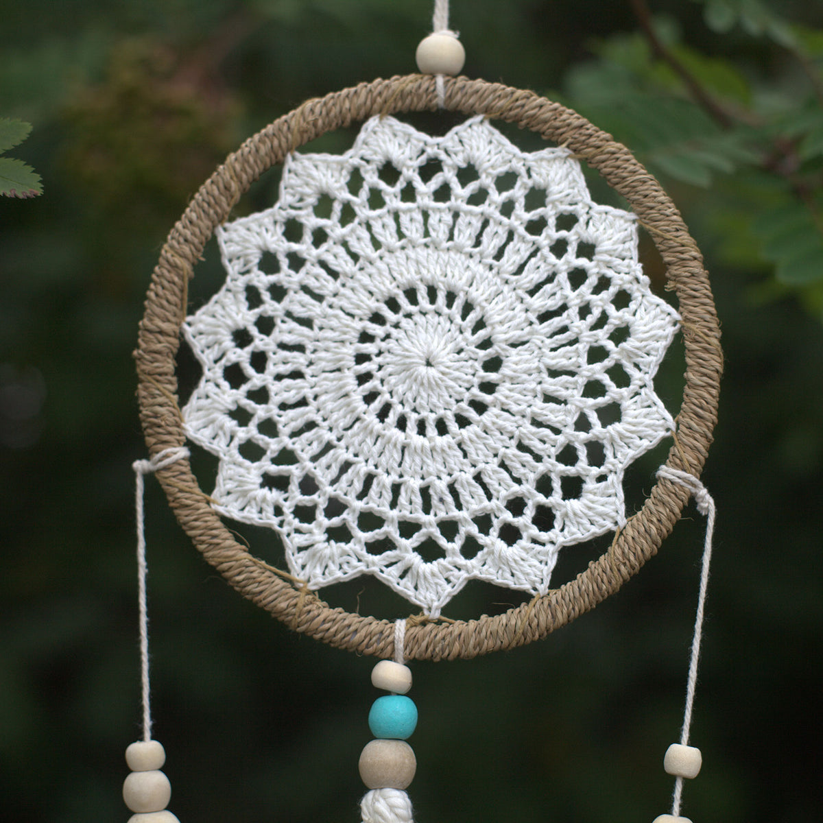 Natural Vegan Friendly White Dreamcatcher (Medium)