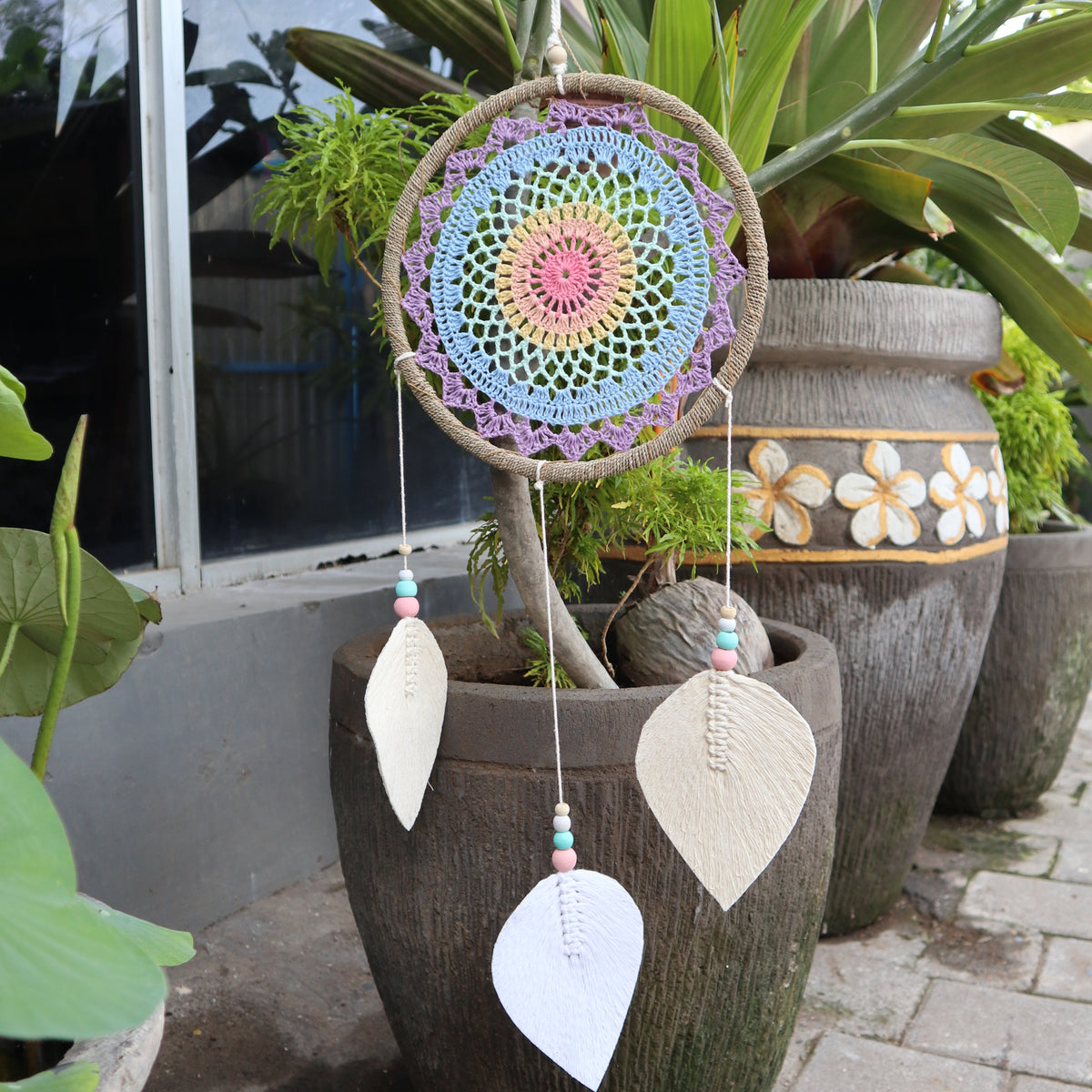 Natural Vegan Friendly Multi-coloured Dreamcatcher (Large)