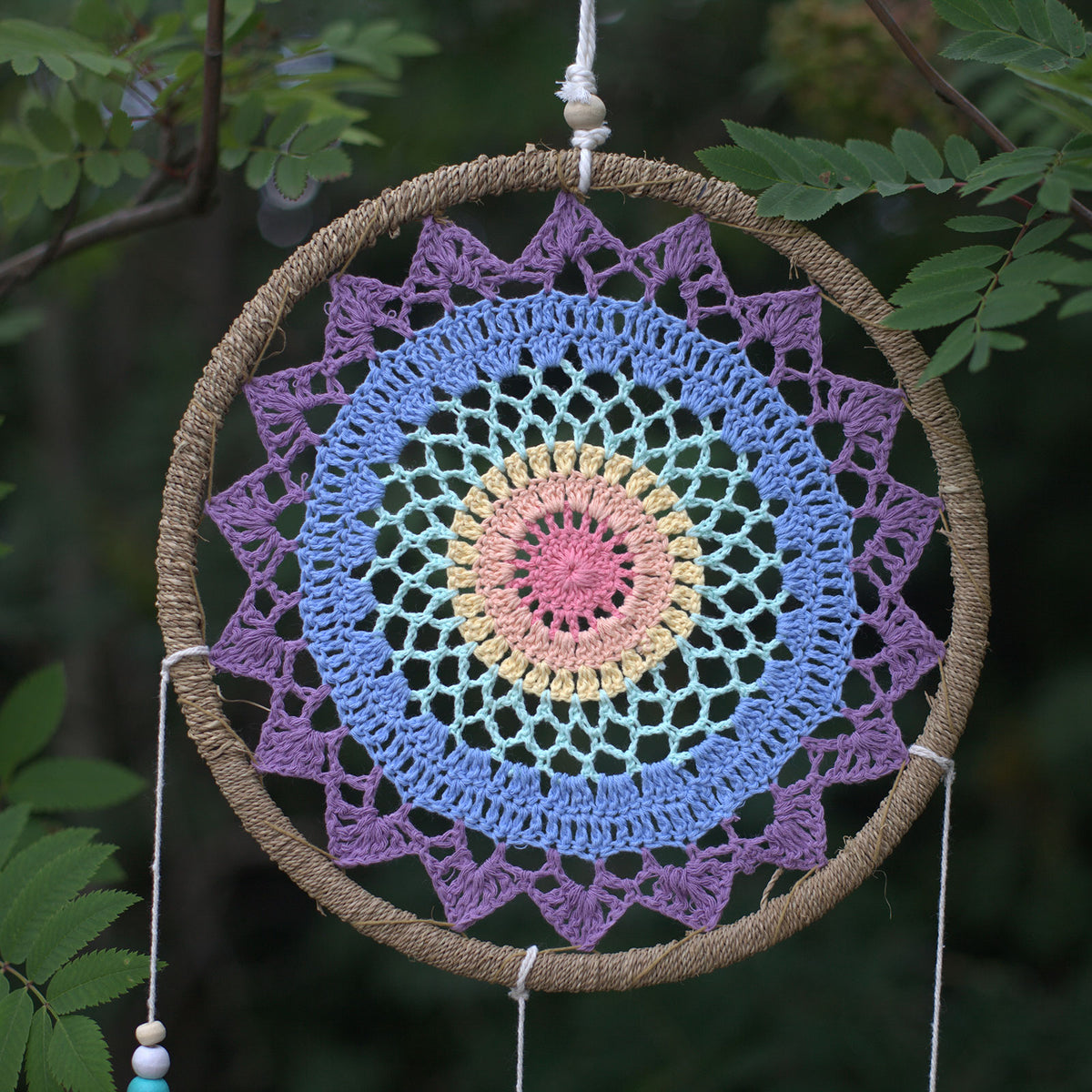 Natural Vegan Friendly Multi-coloured Dreamcatcher (Large)