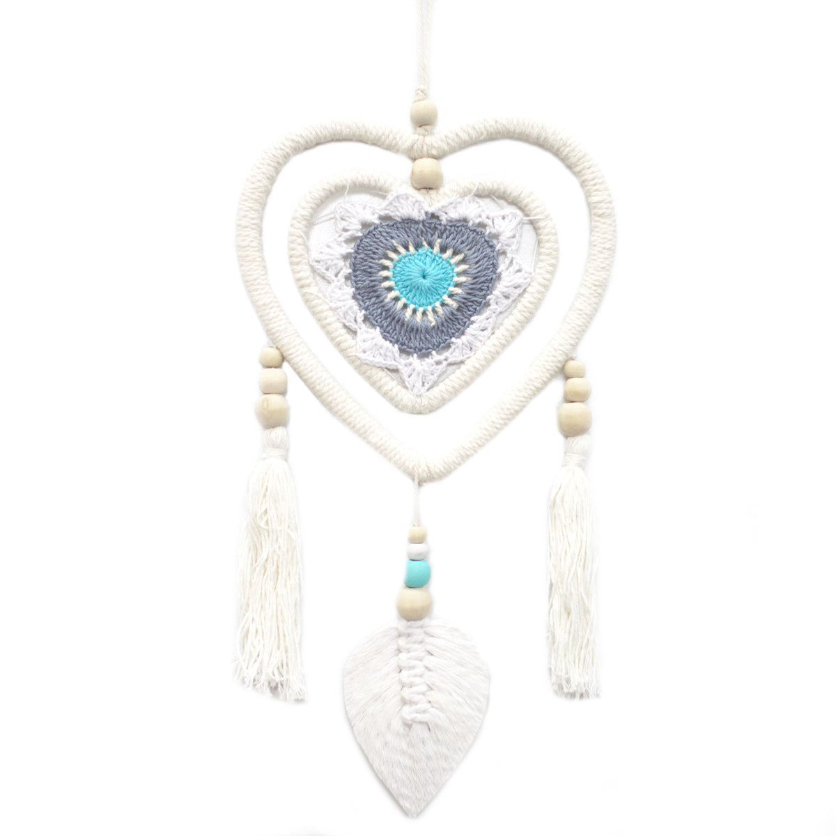 Natural Vegan Friendly Blue Heart Dreamcatcher (Medium)