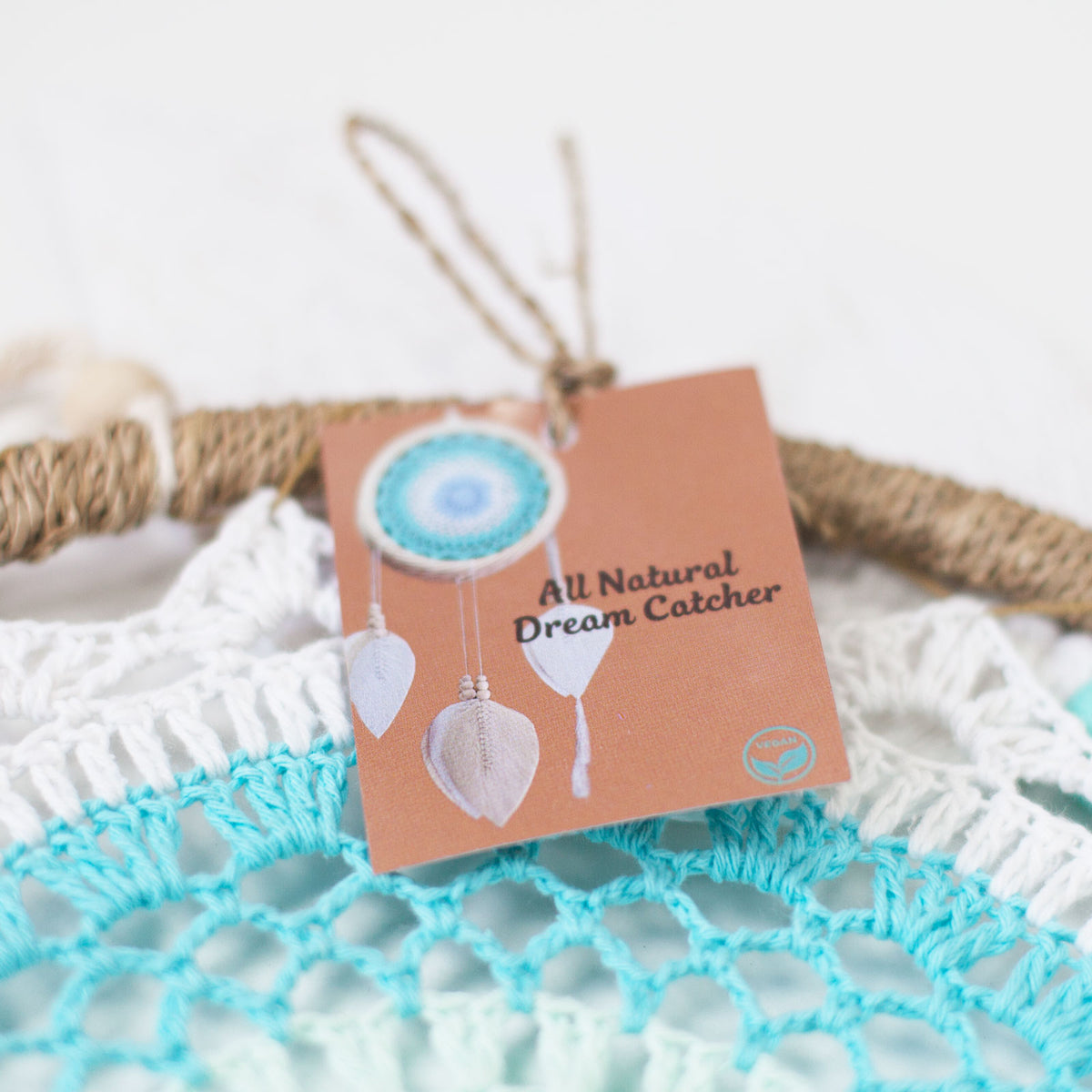 Natural Vegan Friendly Blue Heart Dreamcatcher (Medium)