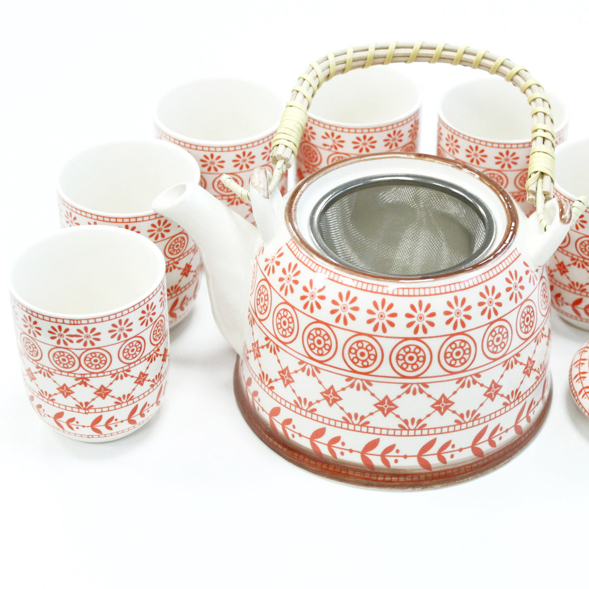 Orange Pattern Herbal Teapot & Cup Set