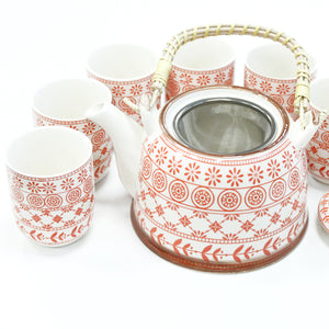 Orange Pattern Herbal Teapot & Cup Set