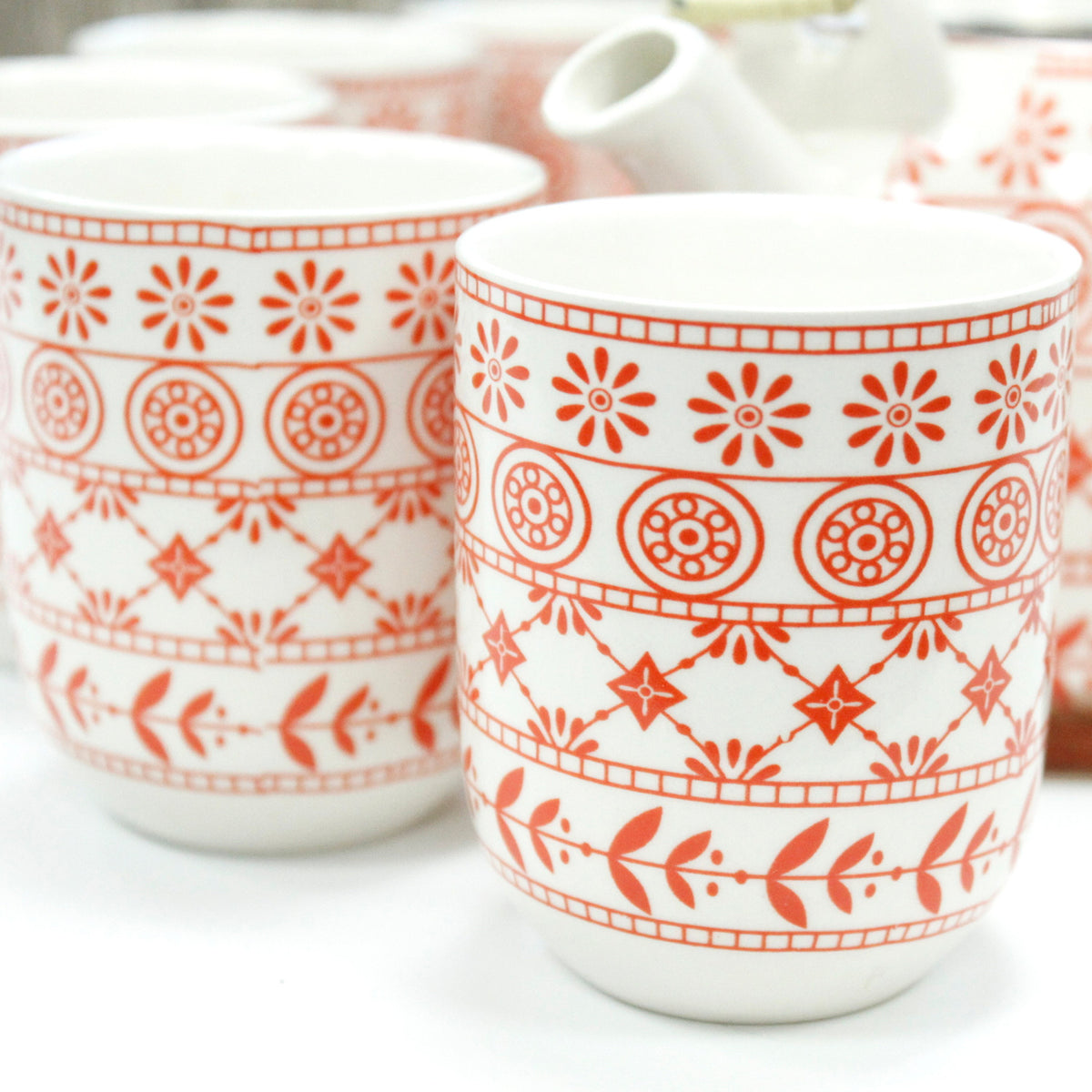 Orange Pattern Herbal Teapot & Cup Set