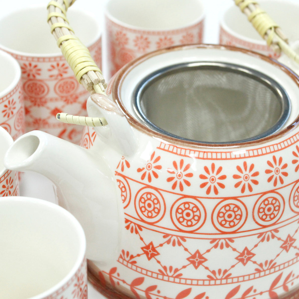 Orange Pattern Herbal Teapot & Cup Set