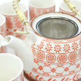 Orange Pattern Herbal Teapot & Cup Set