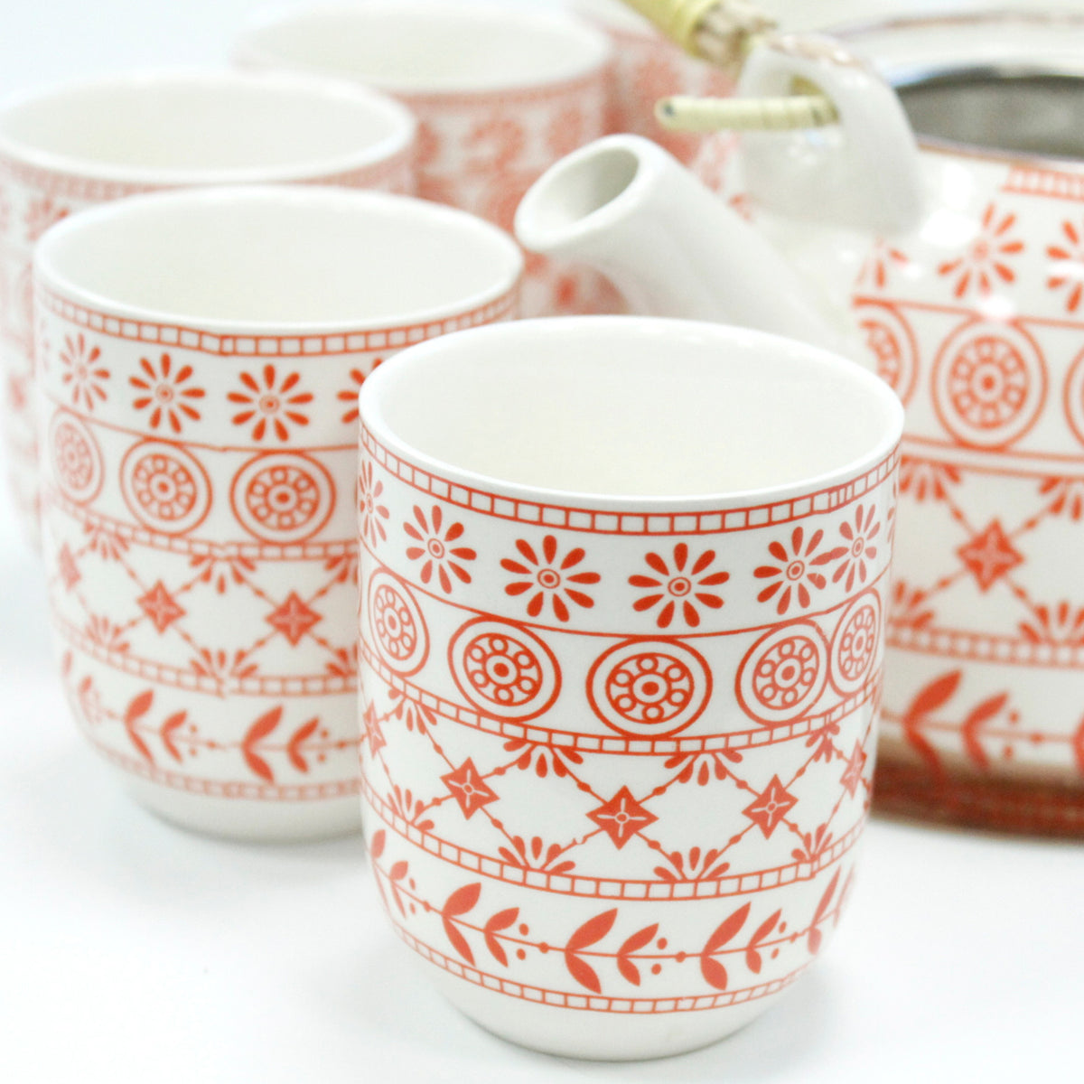 Orange Pattern Herbal Teapot & Cup Set