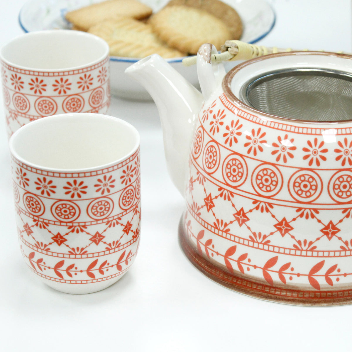 Orange Pattern Herbal Teapot & Cup Set