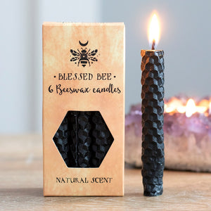 Pack of 6 Black Beeswax Spell Candles