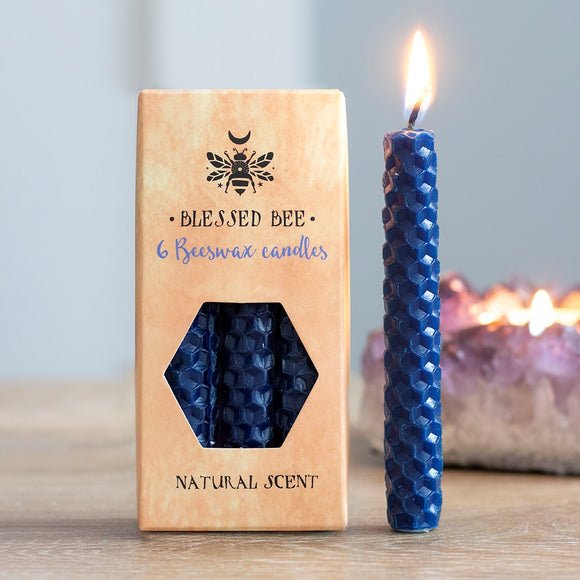 Pack of 6 Blue Beeswax Spell Candles
