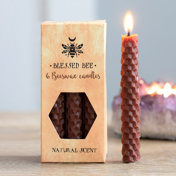 Pack of 6 Brown Beeswax Spell Candles