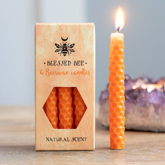 Pack of 6 Orange Beeswax Spell Candles