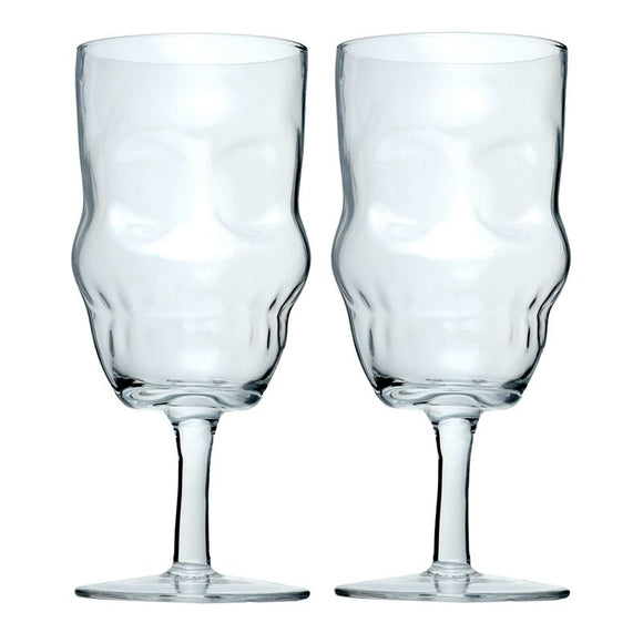 Pair of Skull Wine Glasses