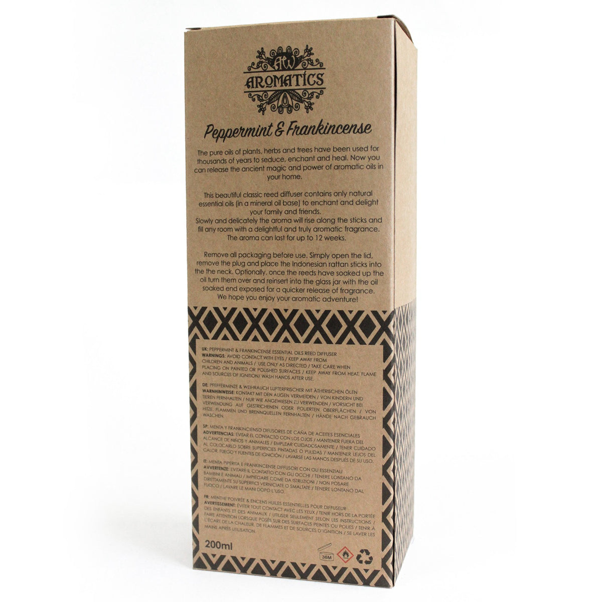 Peppermint & Frankincense Essential Oil 200ml Reed Diffuser