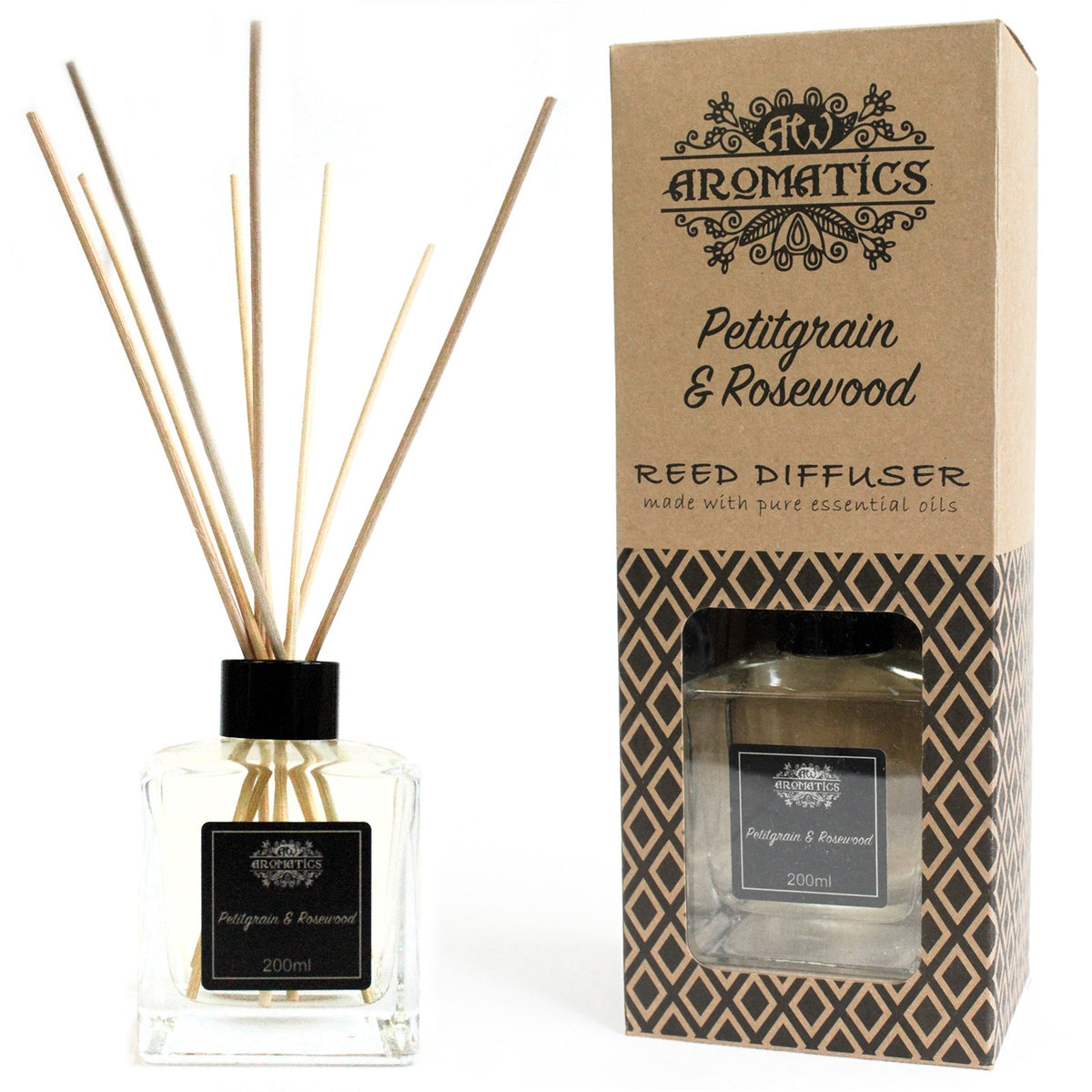 Petitgrain & Rosewood Essential Oil 200ml Reed Diffuser