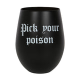 Pick Your Poison Black Stemless Wine Glass