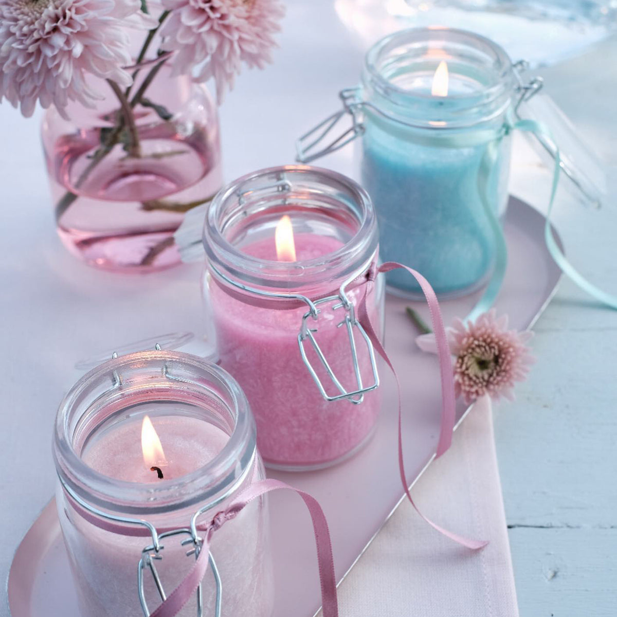Pure Olive Wax Jar Candle - Blue