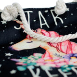 unicorn and star bag with rope handles
