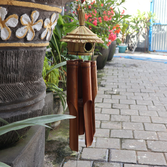 Round Seagrass Bird House Windchime (large)