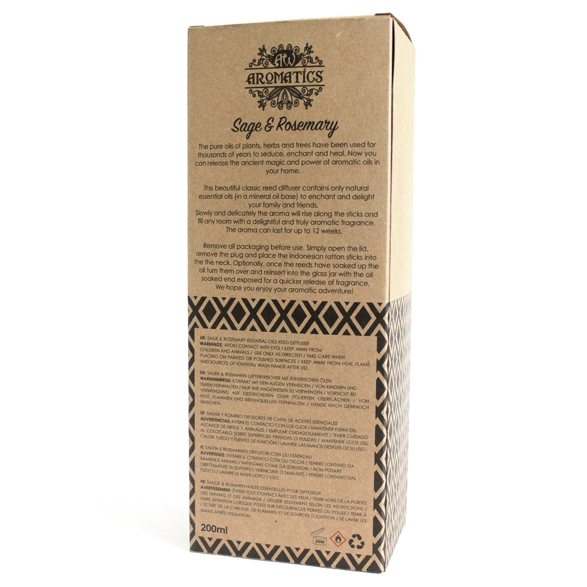 Sage & Rosemary Essential Oil 200ml Reed Diffuser