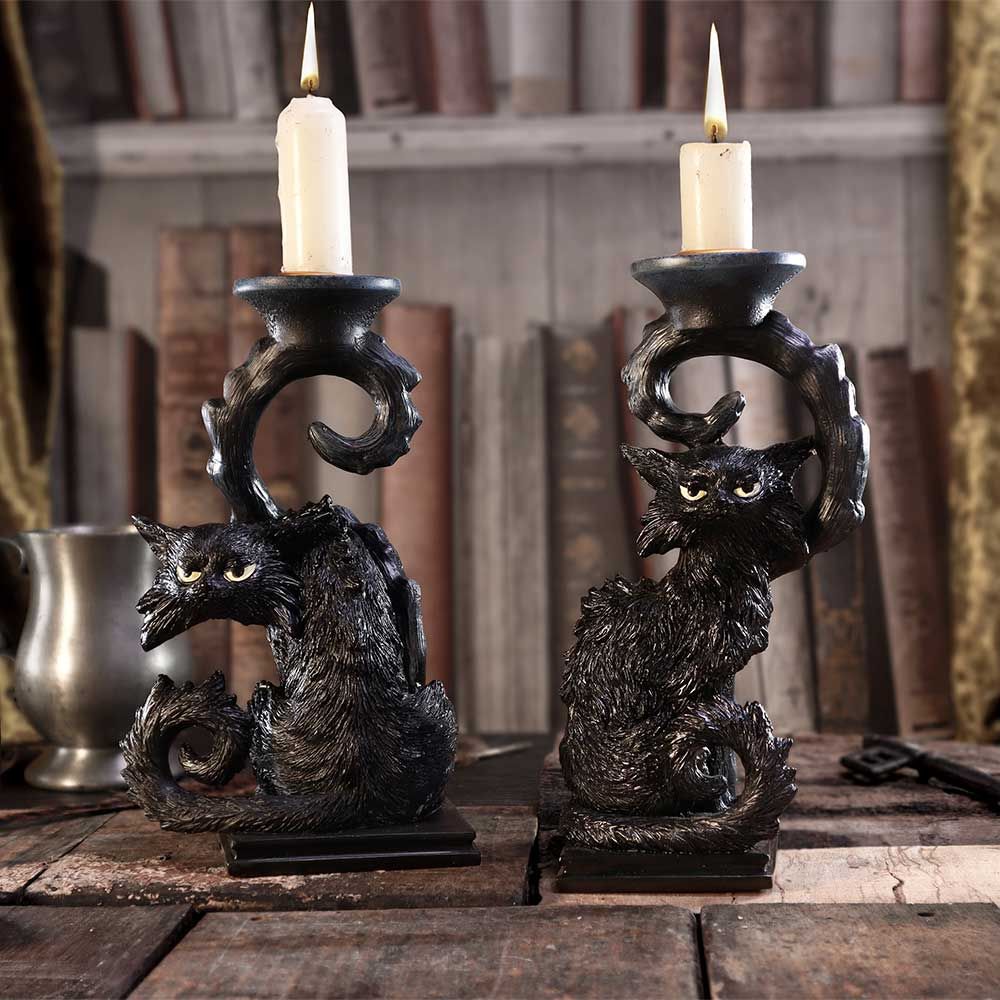 Salem Black Cat Candlestick Holder