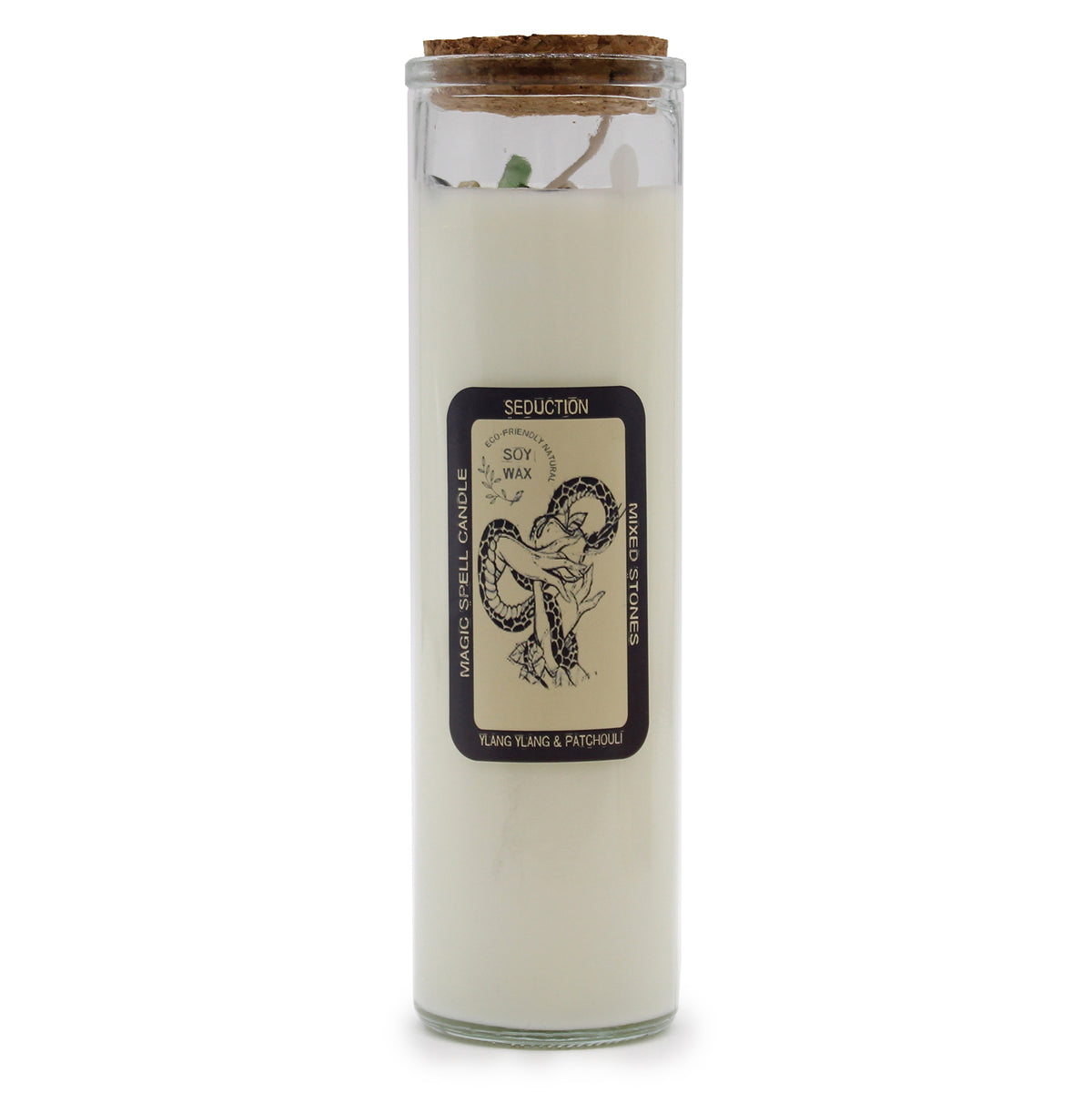 Seduction Spell Candle with Mixed Gemstones