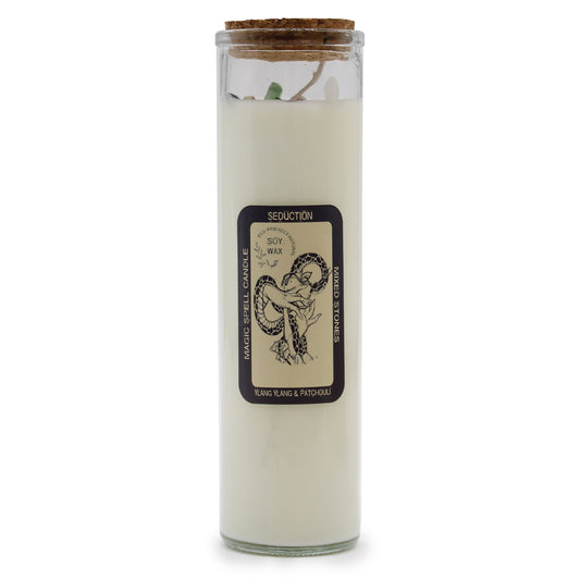 Seduction Spell Candle with Mixed Gemstones