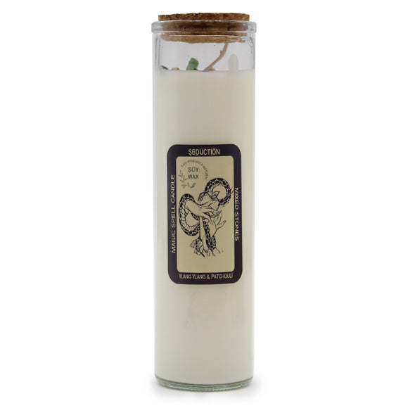 Seduction Spell Candle with Mixed Gemstones